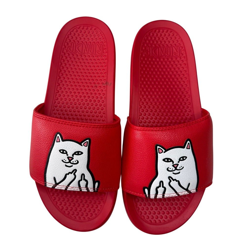 Ripndip Lord Nermal Slides Red Cat Graphic Mens 8 Womens 9.5 Sandals NEW